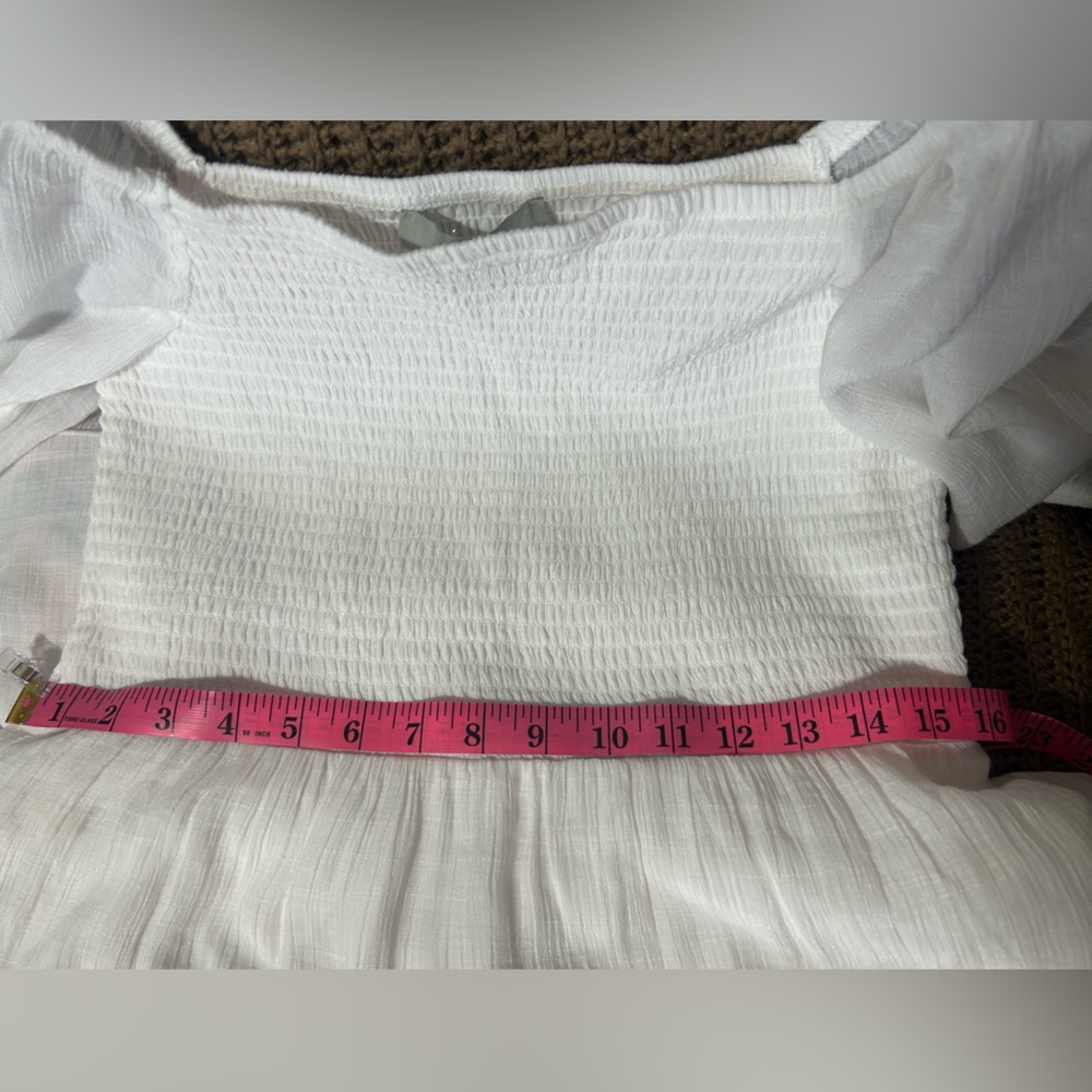 Elegant White Smocked Maxi Dress - Picture 6 of 10